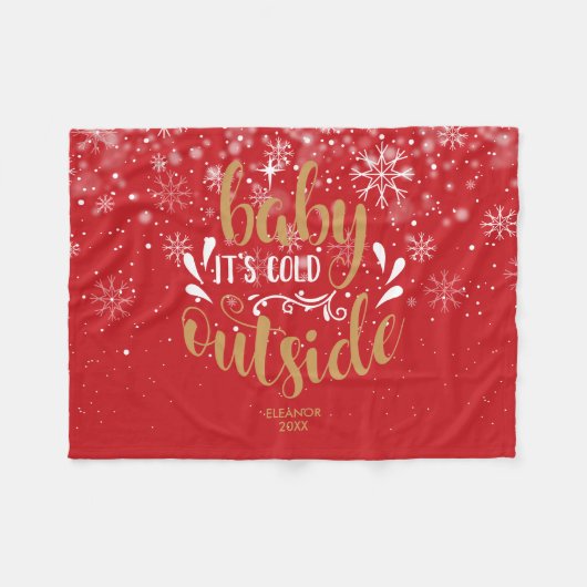 Persoonlijke Kerstmis Baby Het is koud buiten Fleece Deken (Voorkant (Horizontaal))