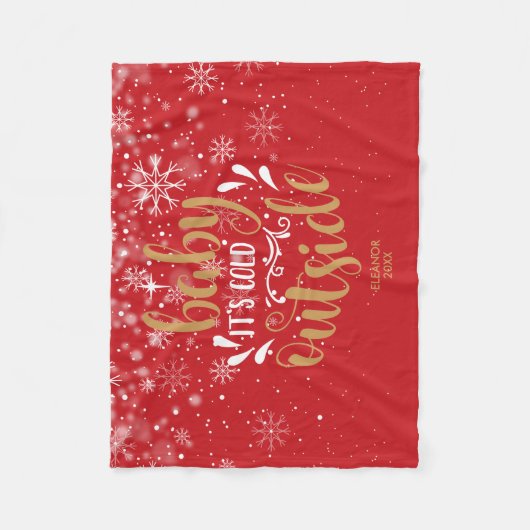 Persoonlijke Kerstmis Baby Het is koud buiten Fleece Deken (Voorkant)