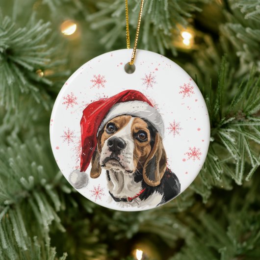 Persoonlijke Kerstmis Beagle Hond Keramisch Ornament (Boom)