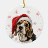Persoonlijke Kerstmis Beagle Hond Keramisch Ornament (Voorkant)