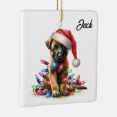Persoonlijke Kerstmis Belgische Malinois Puppy Keramisch Ornament (Rechts)