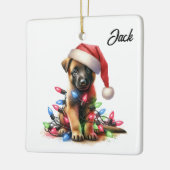 Persoonlijke Kerstmis Belgische Malinois Puppy Keramisch Ornament (Links)