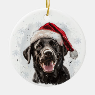 Persoonlijke Kerstmis Black Labrador Hond Keramisch Ornament