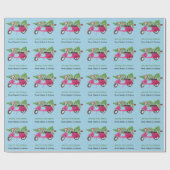 Persoonlijke kerstmis | Blauw rode scooter Cadeaupapier (Vlak)