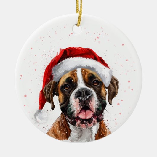 Persoonlijke Kerstmis Boxer Hond Keramisch Ornament (Voorkant)