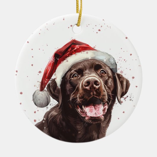 Persoonlijke Kerstmis Bruine Labrador Hond Keramisch Ornament (Voorkant)
