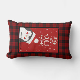 Persoonlijke Kerstmis Buffalo Plaid Pinguïn Cute Kussen