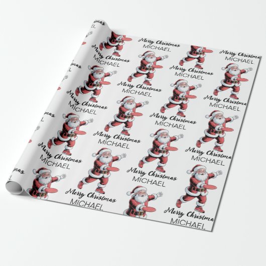 Persoonlijke Kerstmis Disc Golf Kerstman Cadeaupapier (Uitgerold)