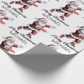 Persoonlijke Kerstmis Disc Golf Kerstman Cadeaupapier (Hoek)