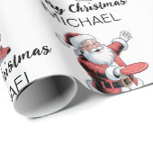 Persoonlijke Kerstmis Disc Golf Kerstman Cadeaupapier (Rol Hoek)