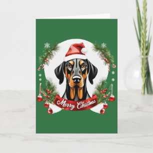 Persoonlijke Kerstmis Dobermann Hond Prettig Kerst Kaart