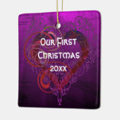 Persoonlijke Kerstmis Eerste Kerstviering Vierkant Keramisch Ornament (Links)