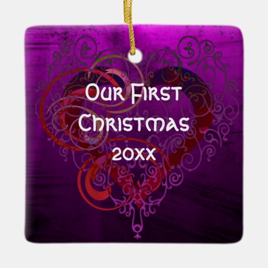 Persoonlijke Kerstmis Eerste Kerstviering Vierkant Keramisch Ornament (Voorkant)