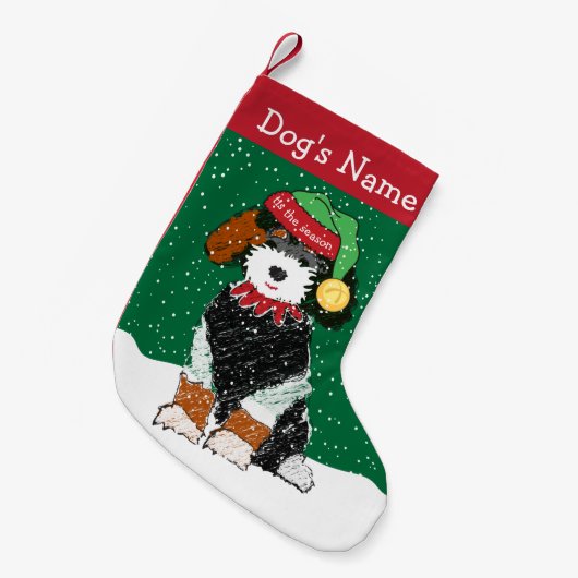 Persoonlijke kerstmis Elf Bernedoodle Kleine Kerstsok (Voorkant (Hangend))