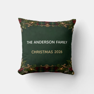 Persoonlijke Kerstmis Familie 2026 Knus Tartan Kussen