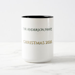 Persoonlijke Kerstmis Familie 2026 Smaragd Goud Tweekleurige Koffiemok