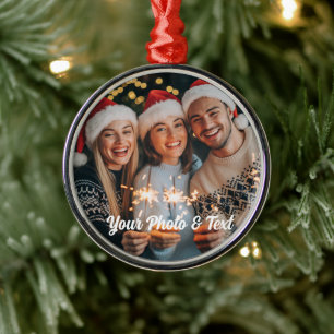 Persoonlijke Kerstmis Familie Foto Ornament 2025