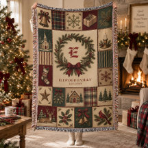Persoonlijke Kerstmis Familie Monogram Patchwork