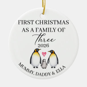 Persoonlijke Kerstmis Familie van Drie Pinguïn Keramisch Ornament