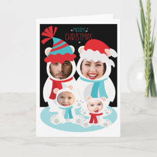 Persoonlijke Kerstmis Foto IJsbeer Familie Kaart