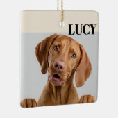 Persoonlijke Kerstmis Foto Ornament Hond & Naam (Rechts)