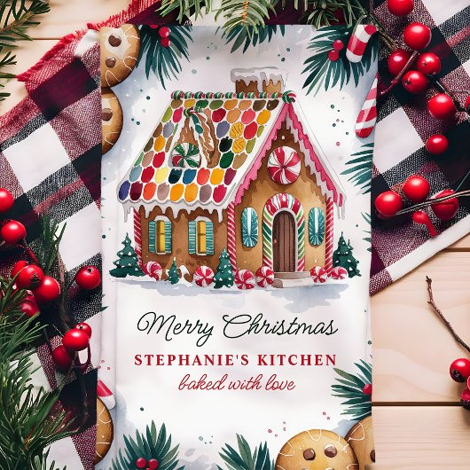 Persoonlijke Kerstmis Gemberkoekhuis Theedoek