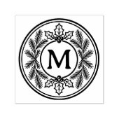 Persoonlijke Kerstmis Groene Monogram Zelfinktende Stempel (Design)