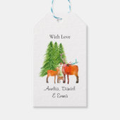 Persoonlijke Kerstmis Hertengezin Cadeaulabel (Voorkant)