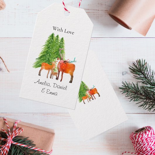 Persoonlijke Kerstmis Hertengezin Cadeaulabel