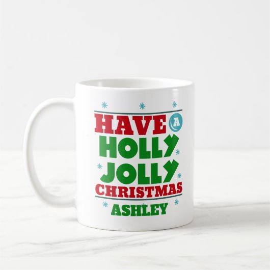 Persoonlijke kerstmis Holly Jolly Koffiemok (Links)