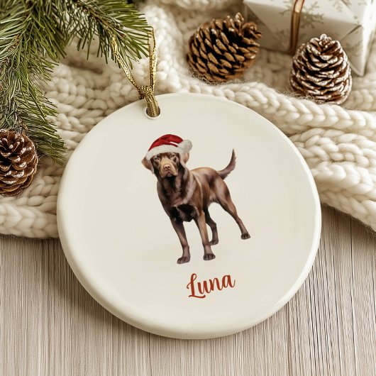 Persoonlijke Kerstmis Hond Chocolade Lab Keramisch Ornament