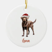 Persoonlijke Kerstmis Hond Chocolade Lab Keramisch Ornament (Voorkant)