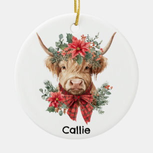 Persoonlijke Kerstmis Hoogland Koe Keramisch Ornament
