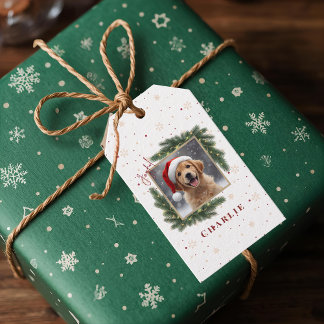 Persoonlijke Kerstmis Huisdier Foto – Vakantie Cadeaulabel