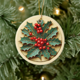 Persoonlijke Kerstmis Hulst Keramisch Ornament