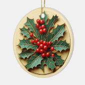 Persoonlijke Kerstmis Hulst Keramisch Ornament (Links)