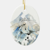 Persoonlijke kerstmis in de bergen keramisch ornament (Achterkant)
