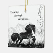 Persoonlijke kerstmis in de bergen keramisch ornament (Links)