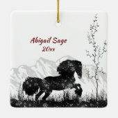 Persoonlijke kerstmis in de bergen keramisch ornament (Achterkant)