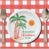 Persoonlijke Kerstmis in juli Palm Trees Papieren Bordje
