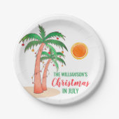 Persoonlijke Kerstmis in juli Palm Trees Papieren Bordje (Voorkant)