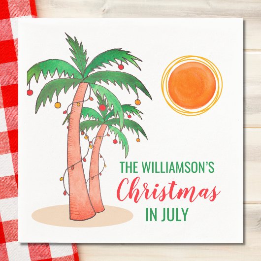 Persoonlijke Kerstmis in juli Palm Trees Servet