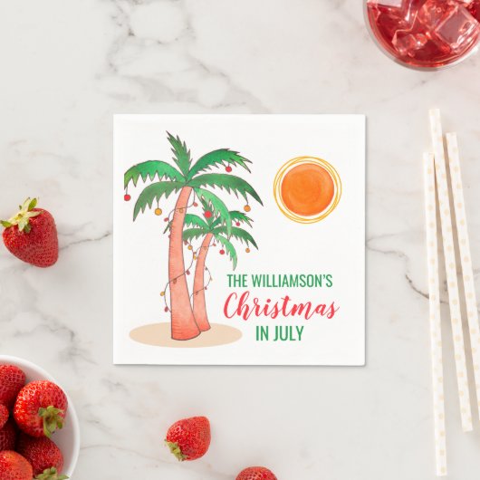 Persoonlijke Kerstmis in juli Palm Trees Servet (Insitu)