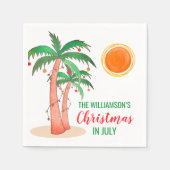 Persoonlijke Kerstmis in juli Palm Trees Servet (Voorkant)