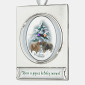 Persoonlijke Kerstmis in Pommeren Verzilverd Banner Ornament (Links)