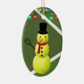 Persoonlijke kerstmis in Tennis Ball Snowman Keramisch Ornament (Rechts)