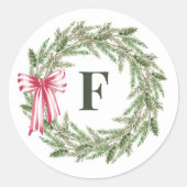 Persoonlijke Kerstmis Initiële Krans Envelope Zege Ronde Sticker (Voorkant)