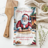 Persoonlijke Kerstmis Kerstman bakt koekjes Theedoek