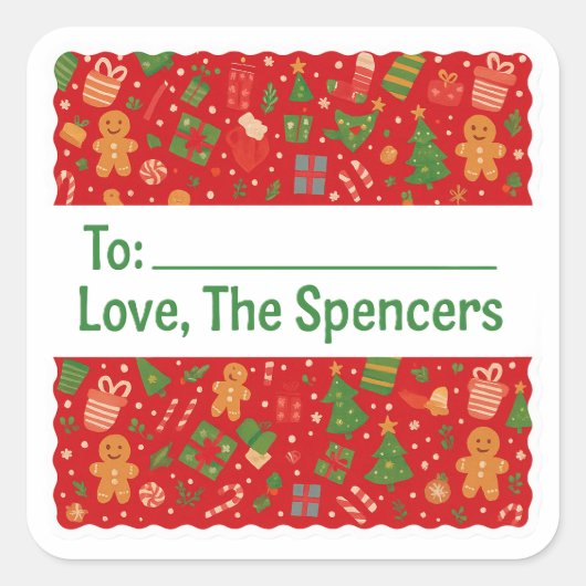 Persoonlijke Kerstmis Kerstvreugde Vierkante Sticker (Voorkant)
