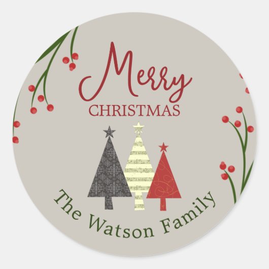 Persoonlijke Kerstmis Klassieke Ronde Sticker (Voorkant)